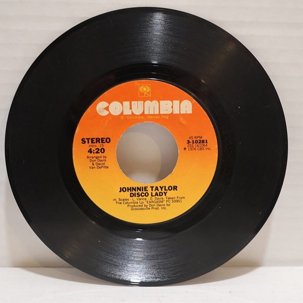 Johnnie Taylor 45 RPM Disco Lady 7" Single Record 1976 Columbia Funk Soul